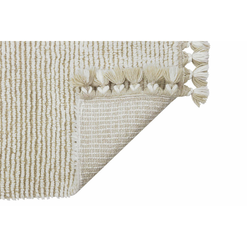 Pink Nose Sheep Hand Tufted Wool Area Rug in Sandstone/Sheep White, Rectangle 2'7" x 4'7"