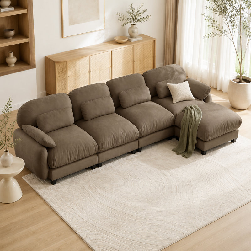 Canapé modulaire en chenille 4 places Sarvis, Brown