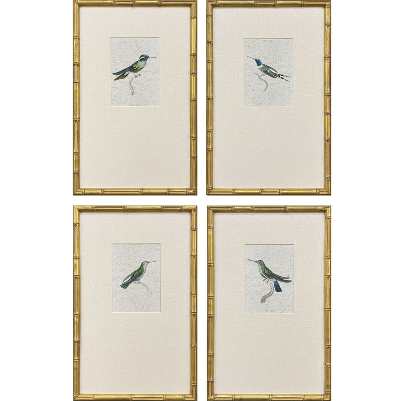 Art antique encadré de colibris