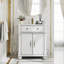28‘’ Mid-Century White Bathroom Vanity Cabinet With Sink Top, Metal Handles & Solid Wood Frame-1200882023