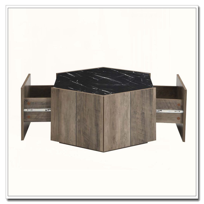 Table basse Retro, Noir, brun clair