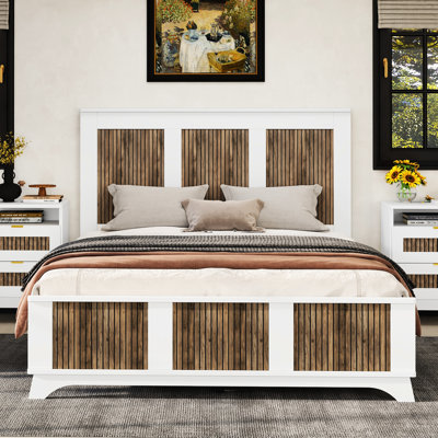 Grand lit plateforme avec finition blanche, bande en bois, lattes en contreplaqué robuste, capacité de charge de 700 lb, lit sans sommier, détails, support de lattes, jusqu'à charge,