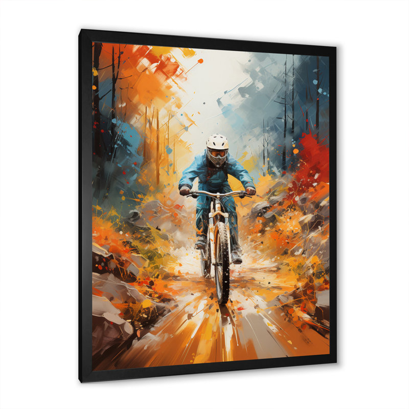 Coran Bicycle Abstract Trails An II, reproduction d'art sur toile, H 20 po x l 12 po x P 1 po, Cadre photo noir