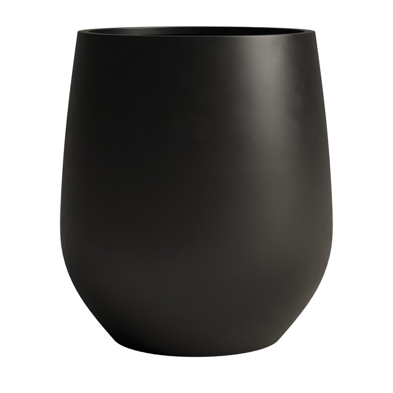 Signature Genthner 1-Piece Fiberstone Tapered Planter For Indoor/Outdoor, 16.7" H x 15" W x 15" D, Black