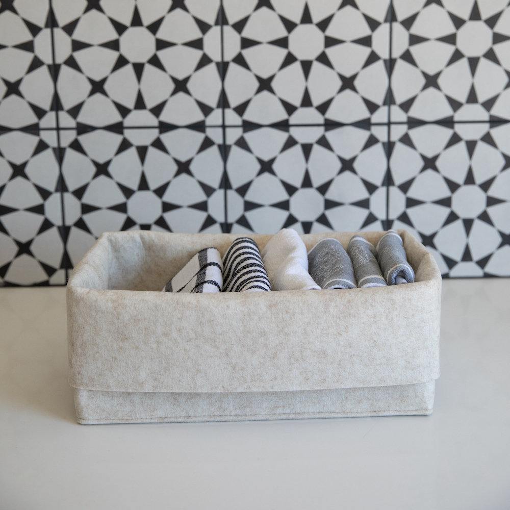 Flex Felt Wool Storage Bin, Beige