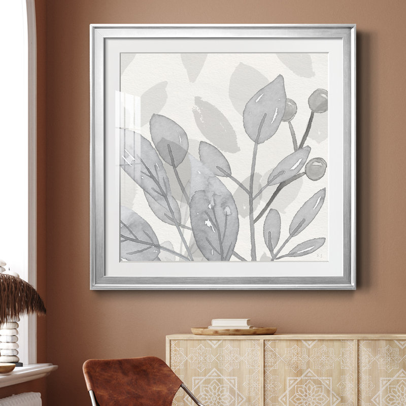 " Shadow Leaves I " Painting Print, Silver Framed, 34.5" H x 34.5" W x 1.5" D