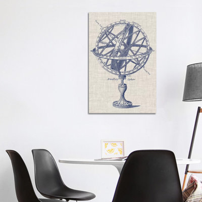 Armillary Sphere on Linen 1 Piece Wrapped Canvas Wall Art
