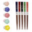 Ensemble de 5 paires de repose-baguettes en céramique et baguettes en bois à motifs de fleurs de cerisier Sakura pastel-133680818-133680820