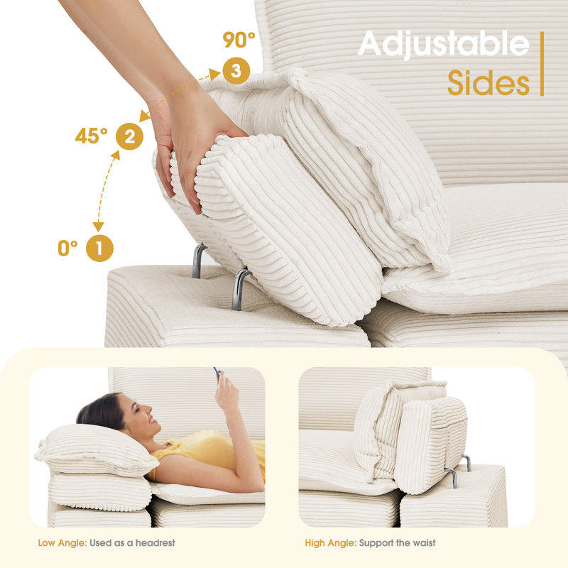 Canapé surdimensionné, confortable et moderne avec repose-pieds, Blanc