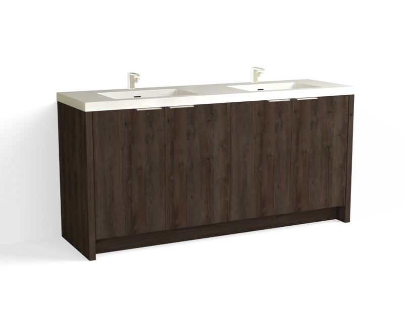72 in. Handmade Double Vanity, White Gloss, Biondo/Satin Nickel, Single-Hole