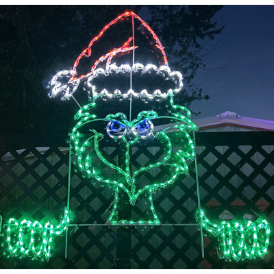 Peeking Green Monster Christmas Holiday Lighted Display