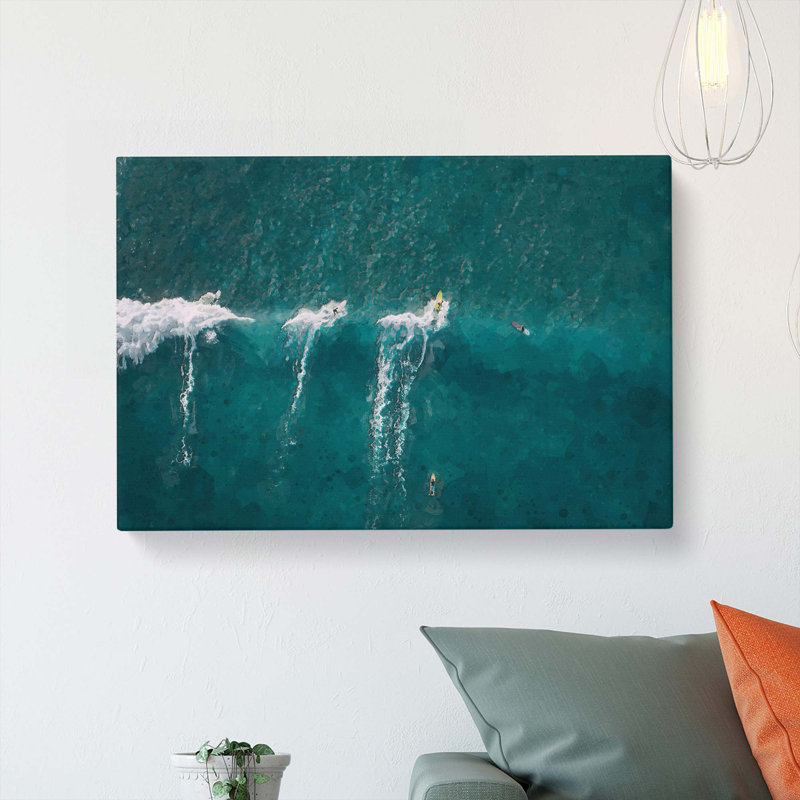 Surfing A Wave In Hawaii - Wrapped Canvas, 35cm H x 50cm W x 3cm D