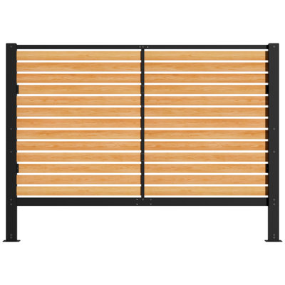 Panneau de clôture extérieure sans creuser de 2,4 m de large x 1,8 m de haut, écran décoratif autoportant pour climatiseur, barrière de jardin en métal antirouille pour cour arrière