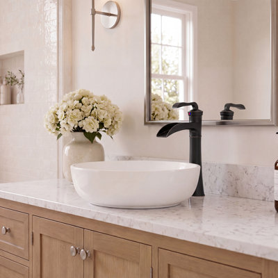 Robinet de lavabo de salle de bain monocorps et monocommande avec drain Focal