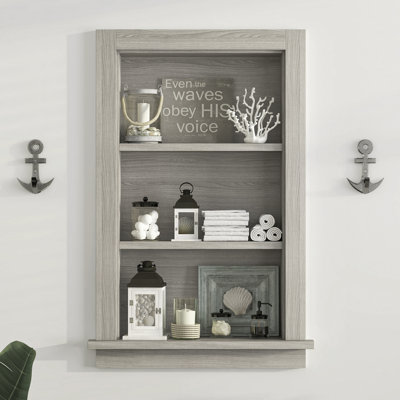 17.5"w X 4"d X 26.4"h Wall Niche Double Shelf Wood Recessed Shower Niche Cabinet Rectangle