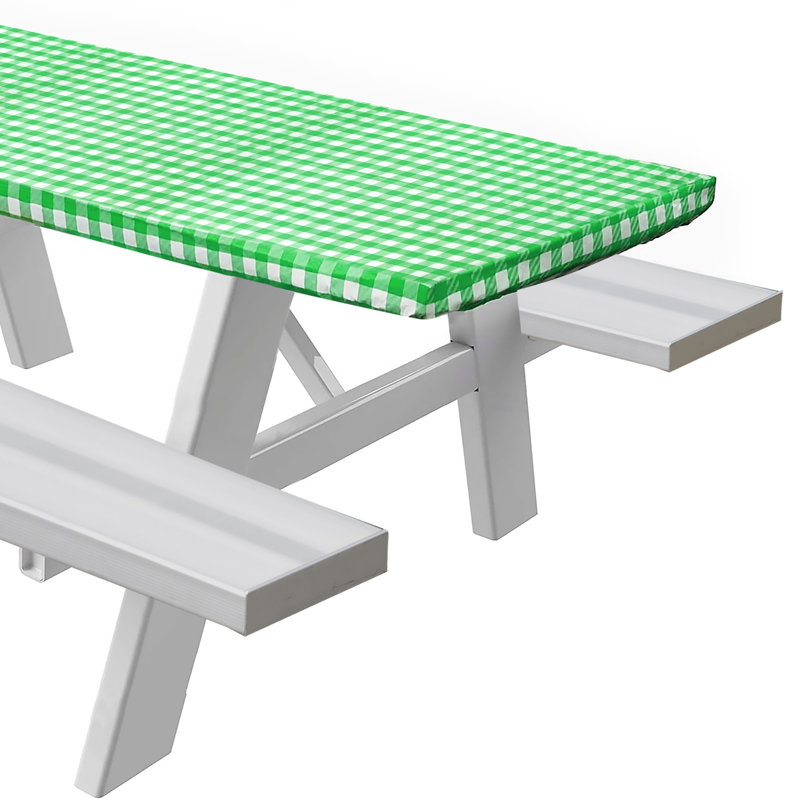 Vinyl Picnic Fited Tableclth Rectangle 48X24 Black, Green, 72" x 30"