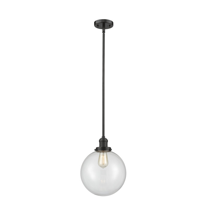 Luminaire suspendu en forme de globe à 1 lumière Baskette, Transparent, Bronze huilé, Ampoule non incluse