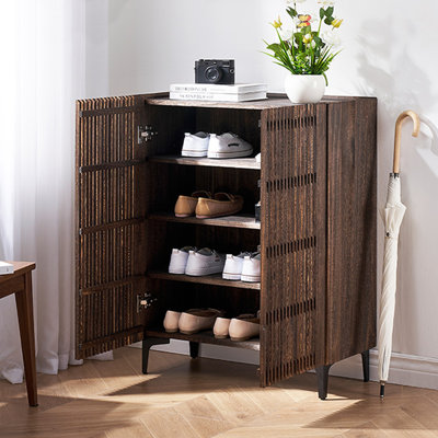 Nut-Brown Solid wood Shoe Storage