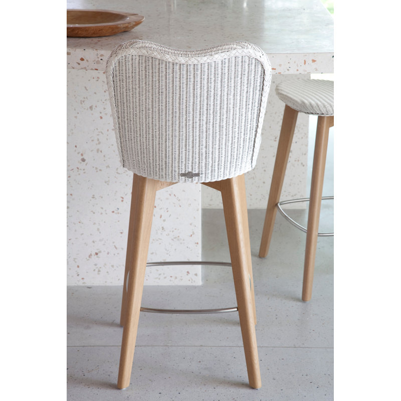 Lily Stool with Solid Wood Frame, White
