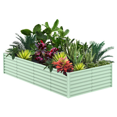 Lit de jardin surélevé galvanisé 8 x 4 x 2 pi, jardinière en métal pour l'extérieur avec base ouverte pour légumes, fleurs et herbes