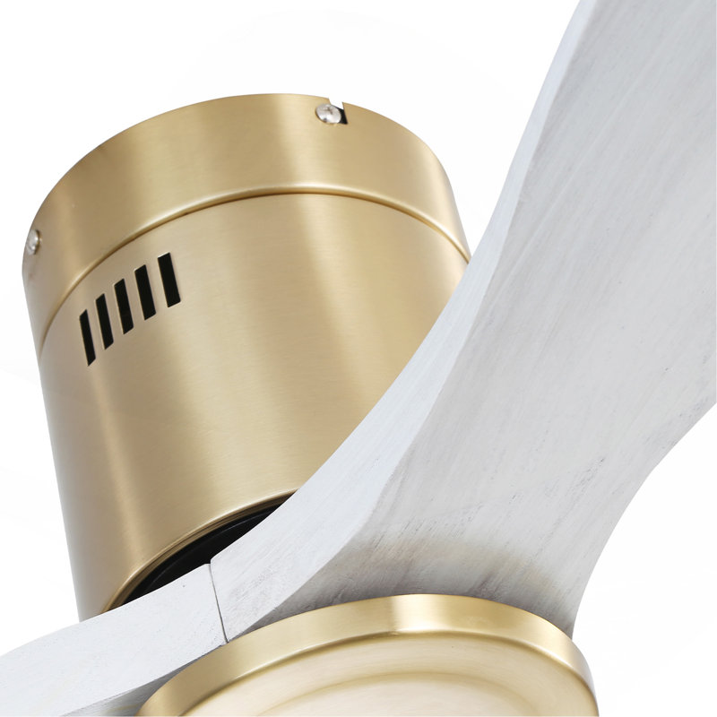 Ventilateur de plafond 52 pouces à profil bas DC 3 ventilateur en bois massif sans moteur réversible télécommande sans lumière
