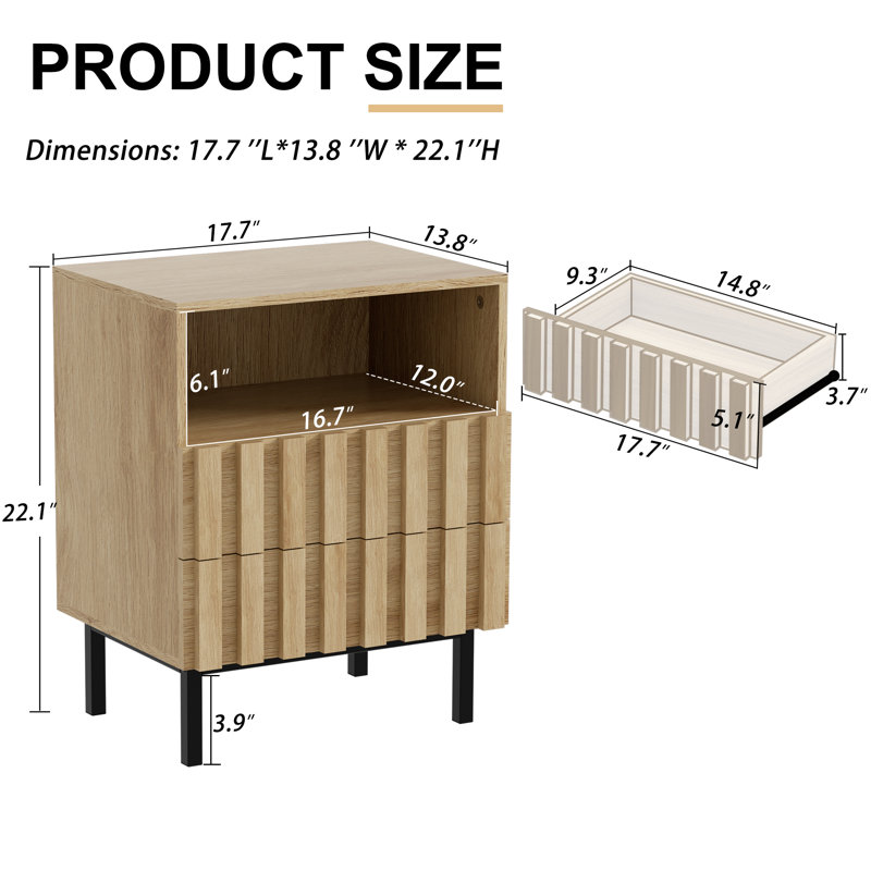 Sevyn bedside table, Ivoire