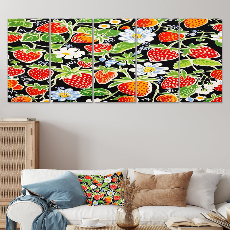 Décoration murale «Blossoming Strawberry Celebration» 5 pièces, H 28 po x l 60 po