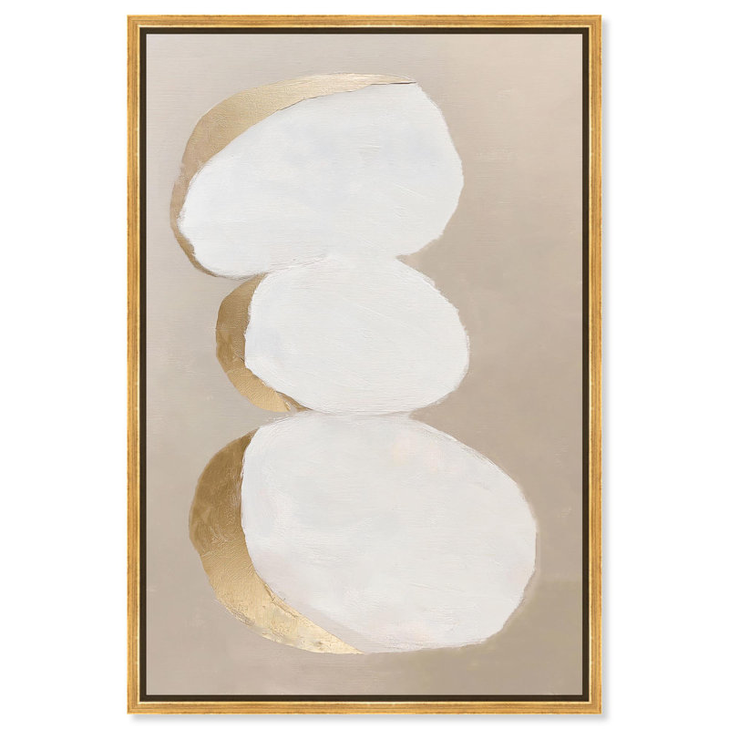 «Stacked Stones I Canvas Modern Boho Abstract» par , Cadre flottant doré, H 16 po x l 11 po
