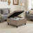Large square storage ottoman with wooden legs, Upholstered button tufted coffee table with nail trims-96384850
