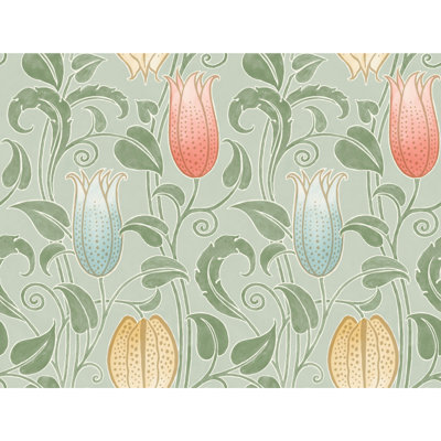 Ronald Redding Arts and Crafts Canterbury Bells 27' L x 27" W Wallpaper Roll