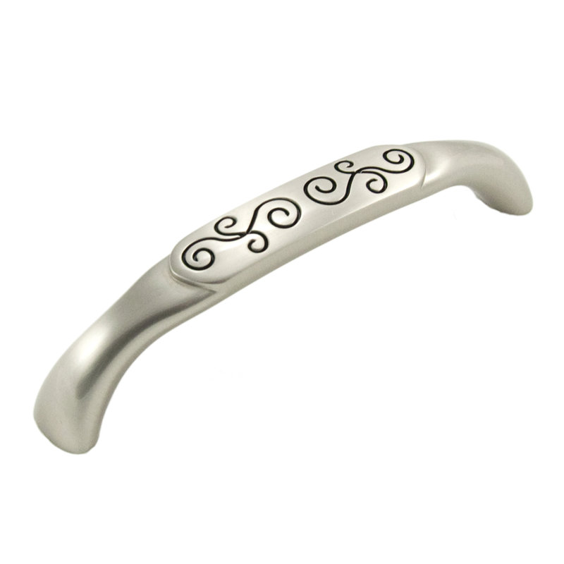 Palermo 5" Centre to Centre Arch Pull with Swirl Details, Satin Nickel with Black