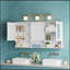 Armoire à pharmacie de 55 pouces avec tablettes ouvertes, rangement mural avec portes et miroir, tablette réglable, armoire de rangement pour salle de bain au-dessus de la toilette