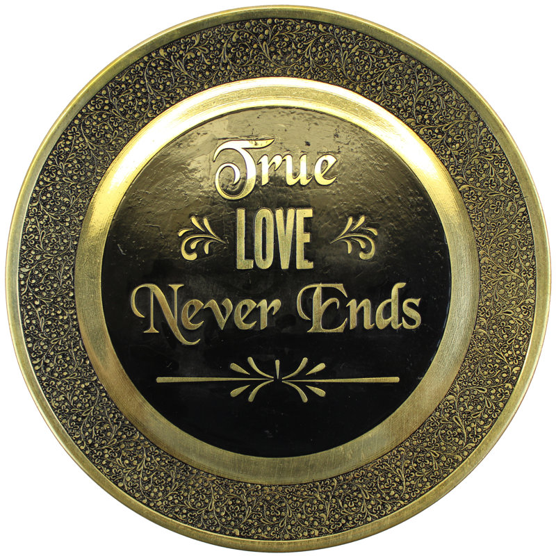 Plaque décorative murale en laiton « true love never ends » Akash, Noir