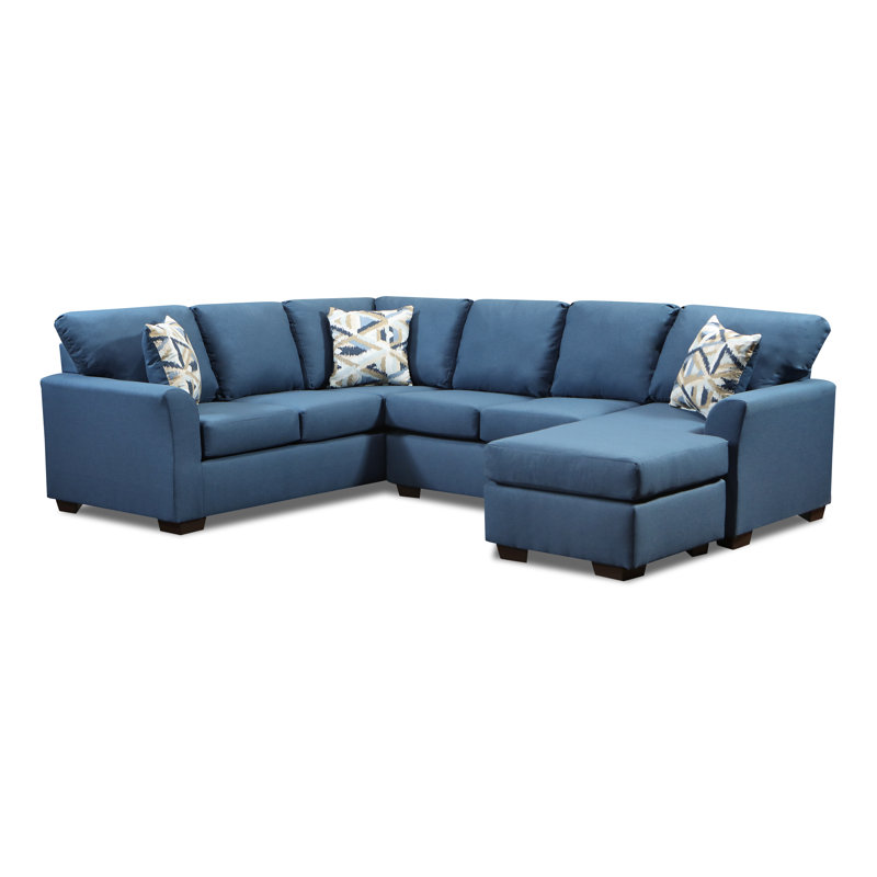 Canapé modulaire inclinable faisant face à la droite de 111 po Desilus, Polyester bleu marine