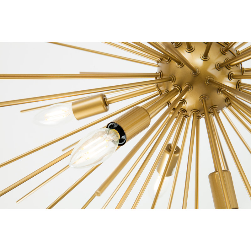 Sumler 8-Light Dimmable Sputnik Sphere Chandelier, Brass, 29" H x 30" W x 30" D