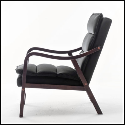 Mid-Century Modern Light Camel Accent Chair with Wood Armrest for Comfort and Style in Any Room