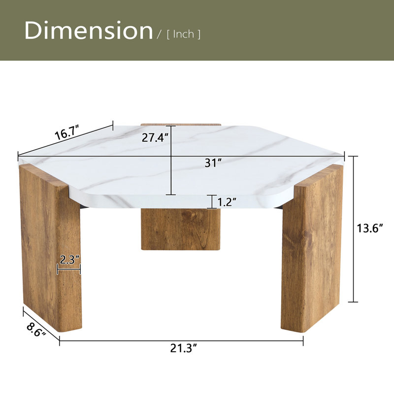 Table basse hexagonale de 31 pouces de style moderne