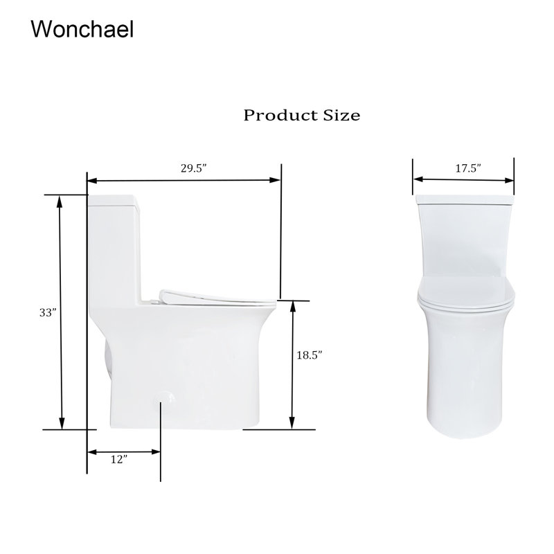 Wonchael 1.6 Gallons GPF Elongated Chair Height Floor Mounted Kit (Seat Included)
