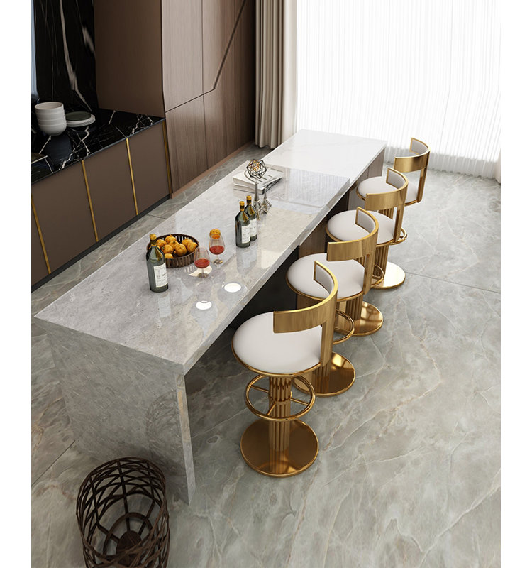 Adjustable Gold Bar Stools Frangia, Counter Height Frangia with Back BarStools for Kitchen Island Home Bar(1PCS)