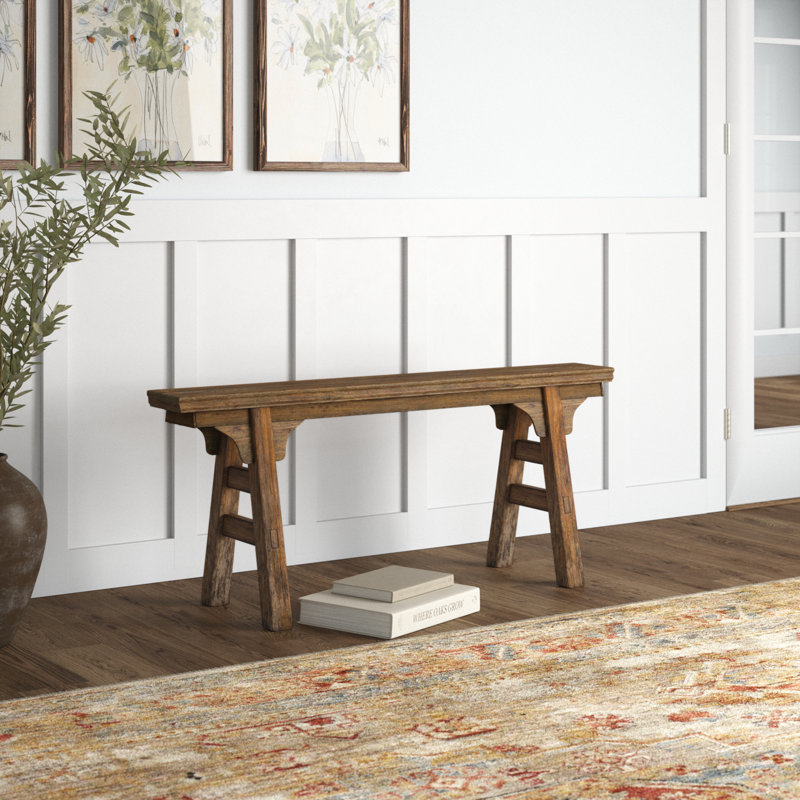 Vintage Noodle Bench with Front Panel, Weathered Natural Wood Finish (Size & Finish Vary)