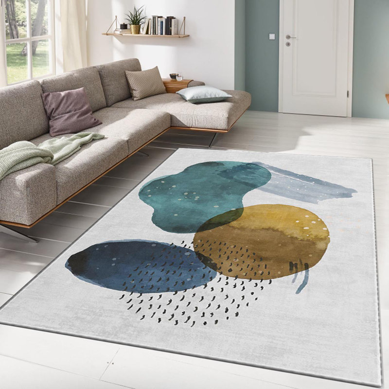 Non-Slip Area Rug, 100% Polyester, 47.2 x 70.9 inches | Raschel Knitting, Pile Height: 0.4 inches | Woven Carpet with Felt Dot Underside, Machine Washable | Stylish Digital Print Design for Home Decor
