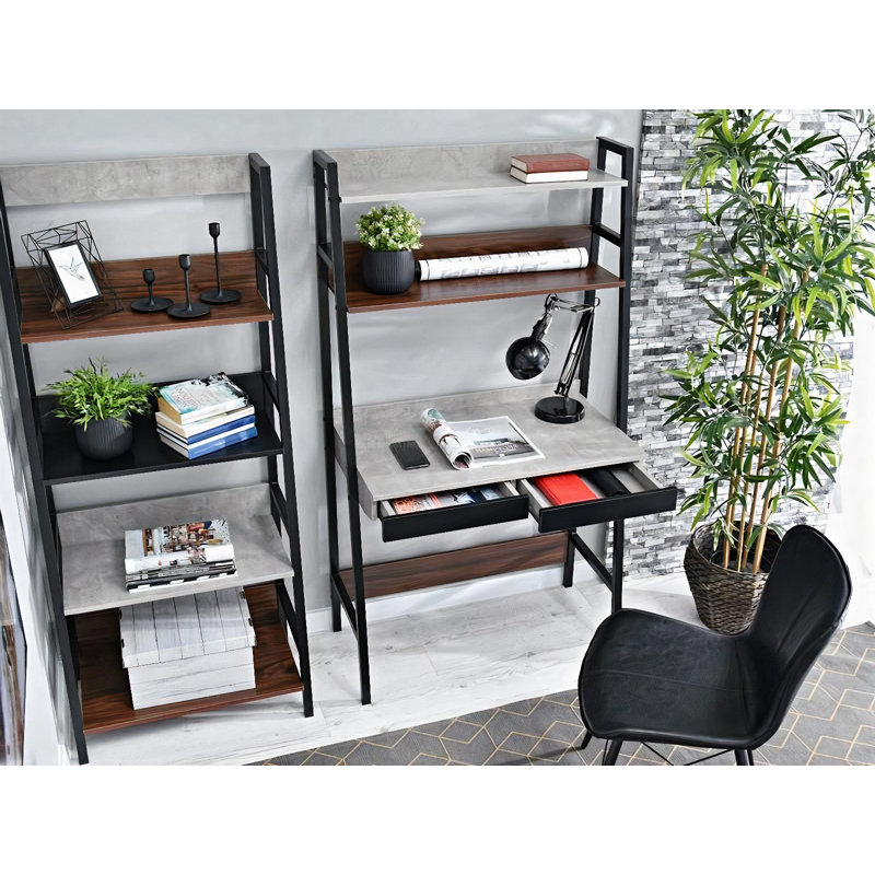Dawnetta Metal Base Writing Desk, Black, Grey