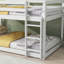 Lit superposé simple au-dessus d'un lit simple en bois massif avec échelle, lattes renforcées et design contemporain pour une utilisation optimale de l'espace-118037812