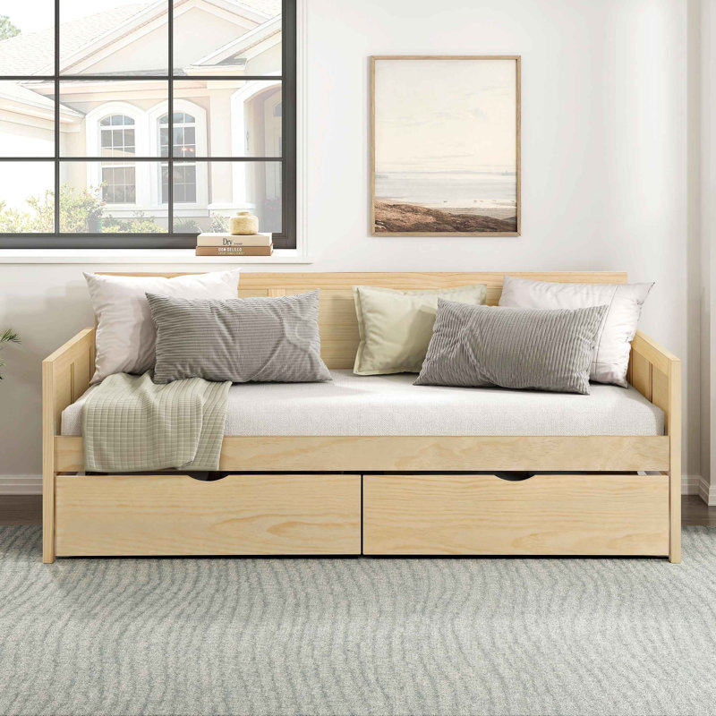 Daybed With Storage Boxes Wooden Home Furniture 1Pc Sofa Bed