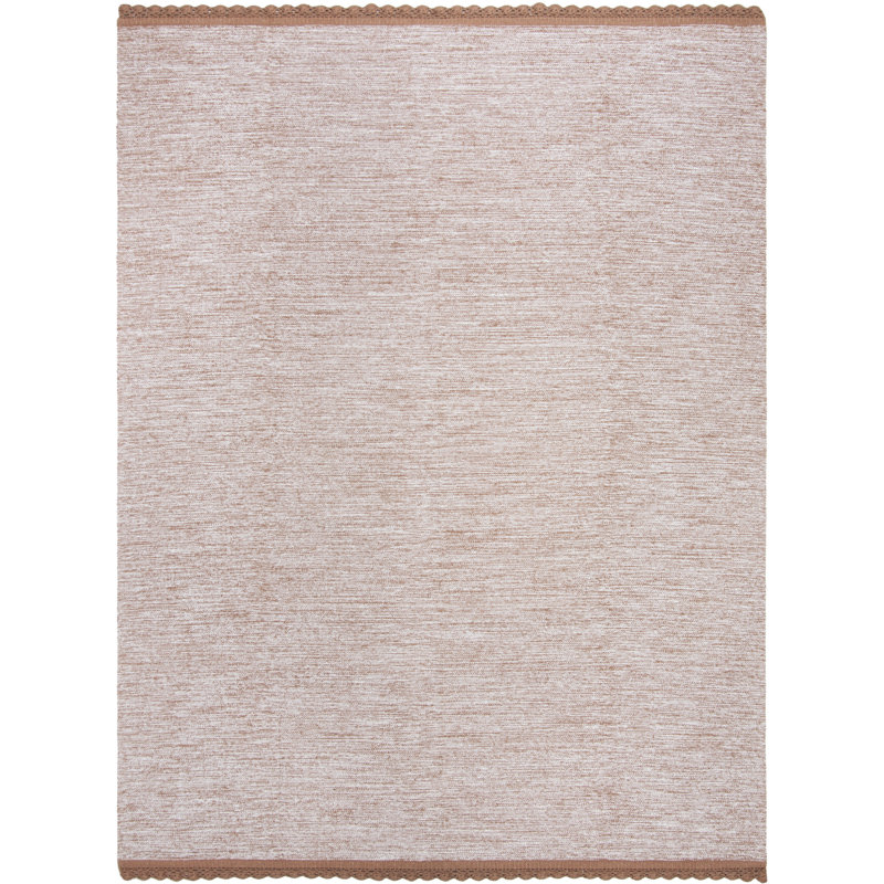 Tapis brun en coton tissé à la main Mohnton, Rectangle 8 pi x 10 pi