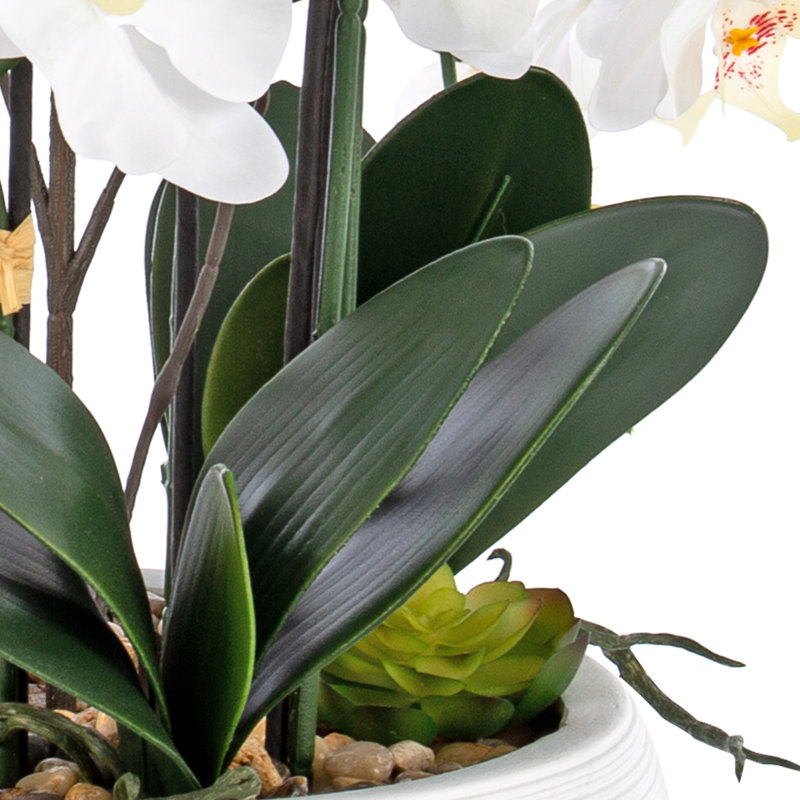 White 36" Artificial Orchid Floral Arrangement in Round Pot