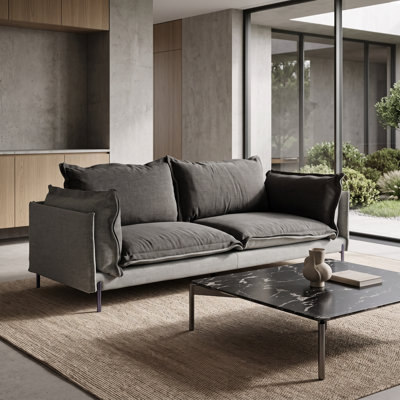 Orson Modern Grey & Dark Grey Fabric Sofa