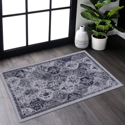 Tapis lavable à la machine 2 x 3 bleu - antidérapant Convient à une chambre à coucher, un salon, une cuisine, un magasin de cosmétiques. Doux et sécuritaire pour les animaux de compagnie, sans perte de poids, pliable. Pour les repas. , -