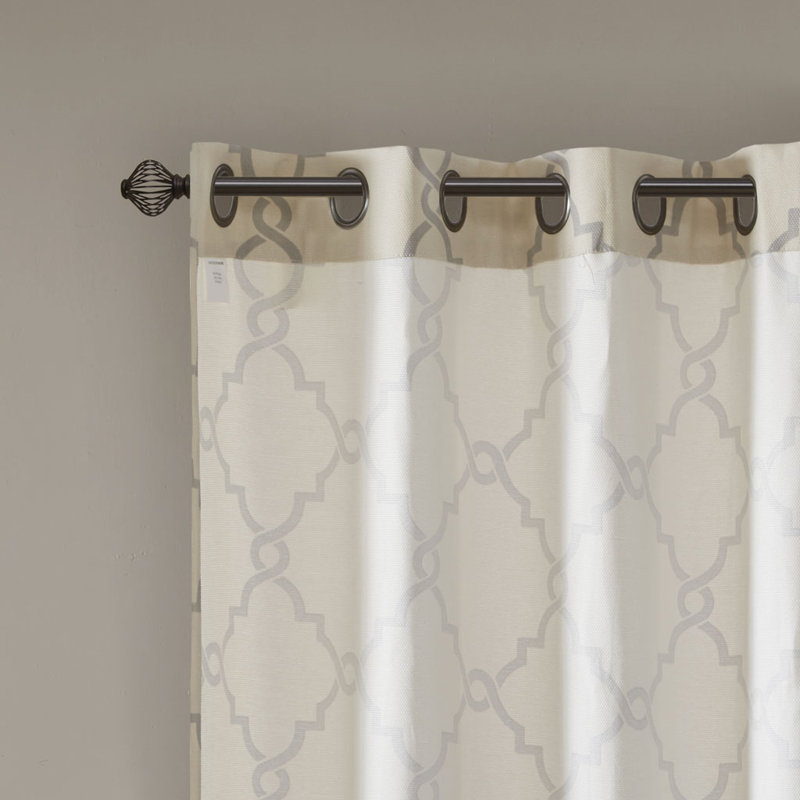 Panneau de rideau à œillets Frwork, L 50 po x L 63 po, Beige/gris