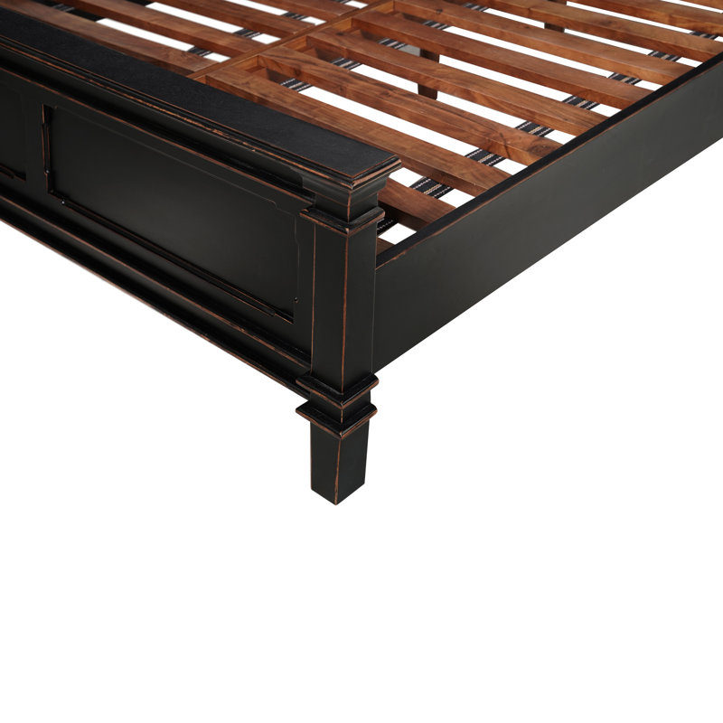 Trento Queen Bed in Distressed Black, Queen